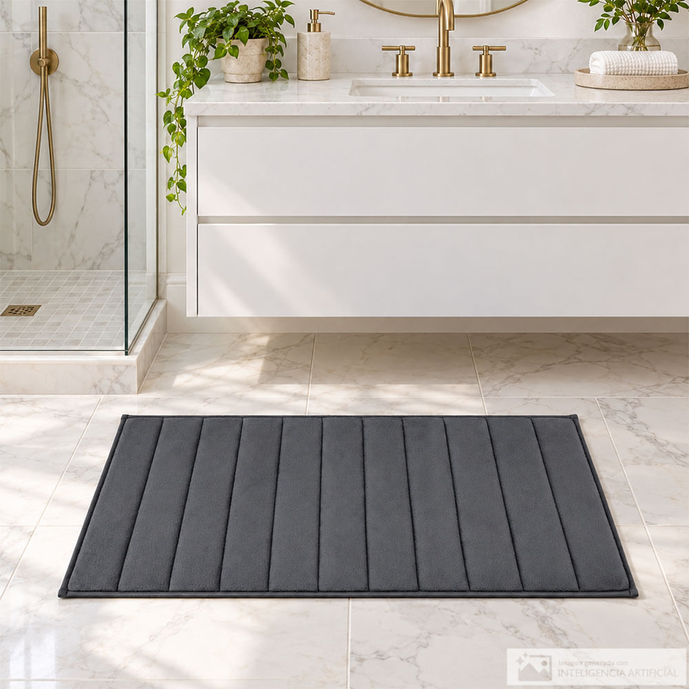 Alfombra de baño rectangular gris oscuro