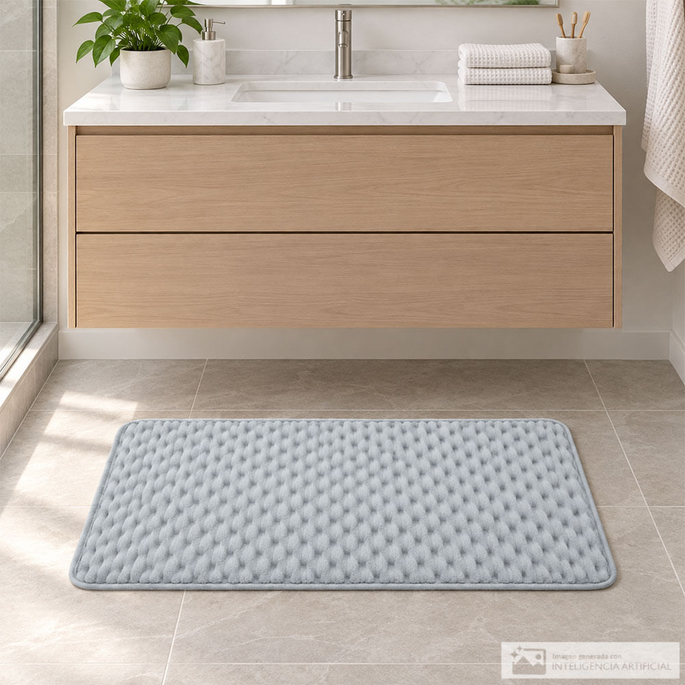 Alfombra de baño rectangular gris claro