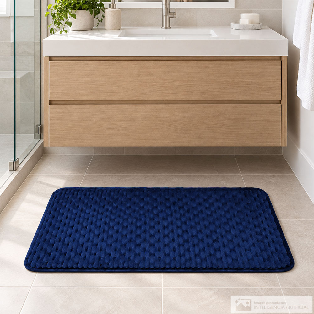 Alfombra de baño rectangular azul marino