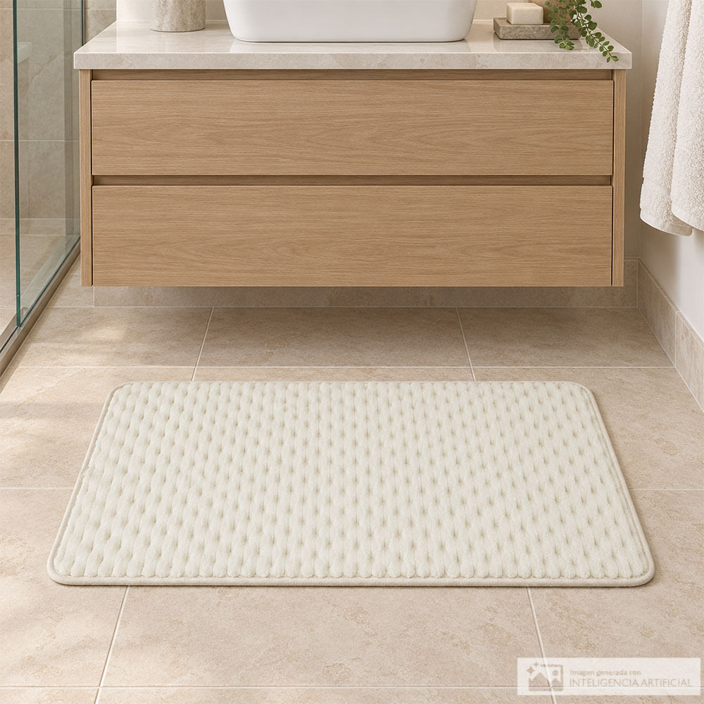 Alfombra de baño rectangular marfil