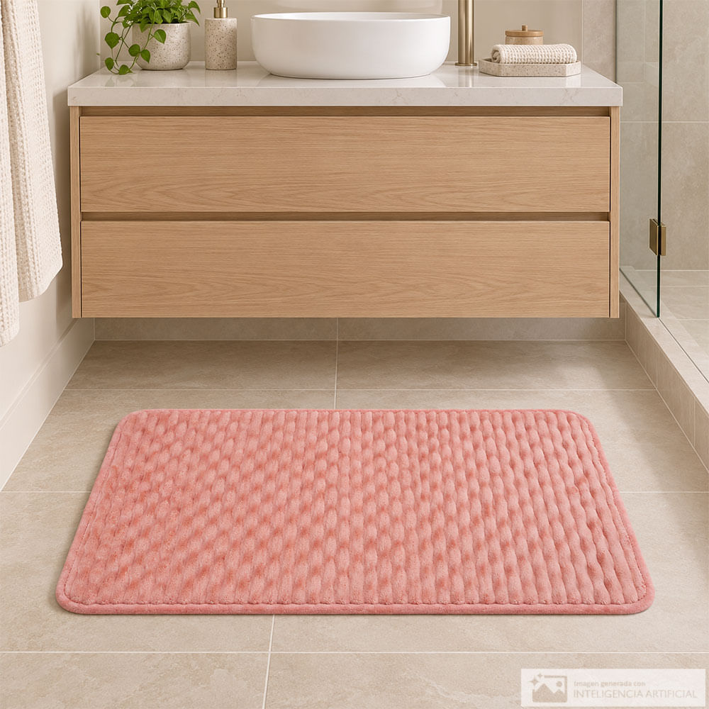Alfombra de baño rectangular coral