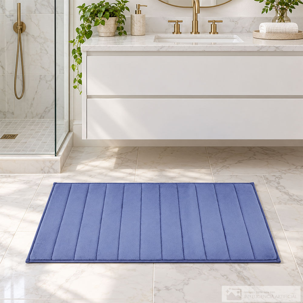 Alfombra de baño rectangular azul