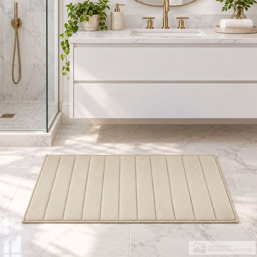 Alfombra de baño rectangular beige