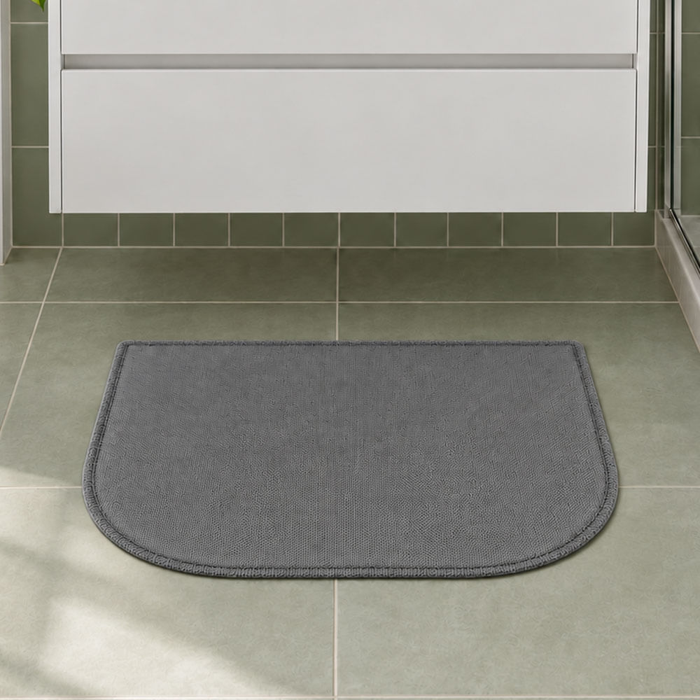 Alfombra de baño semicircular gris oscuro