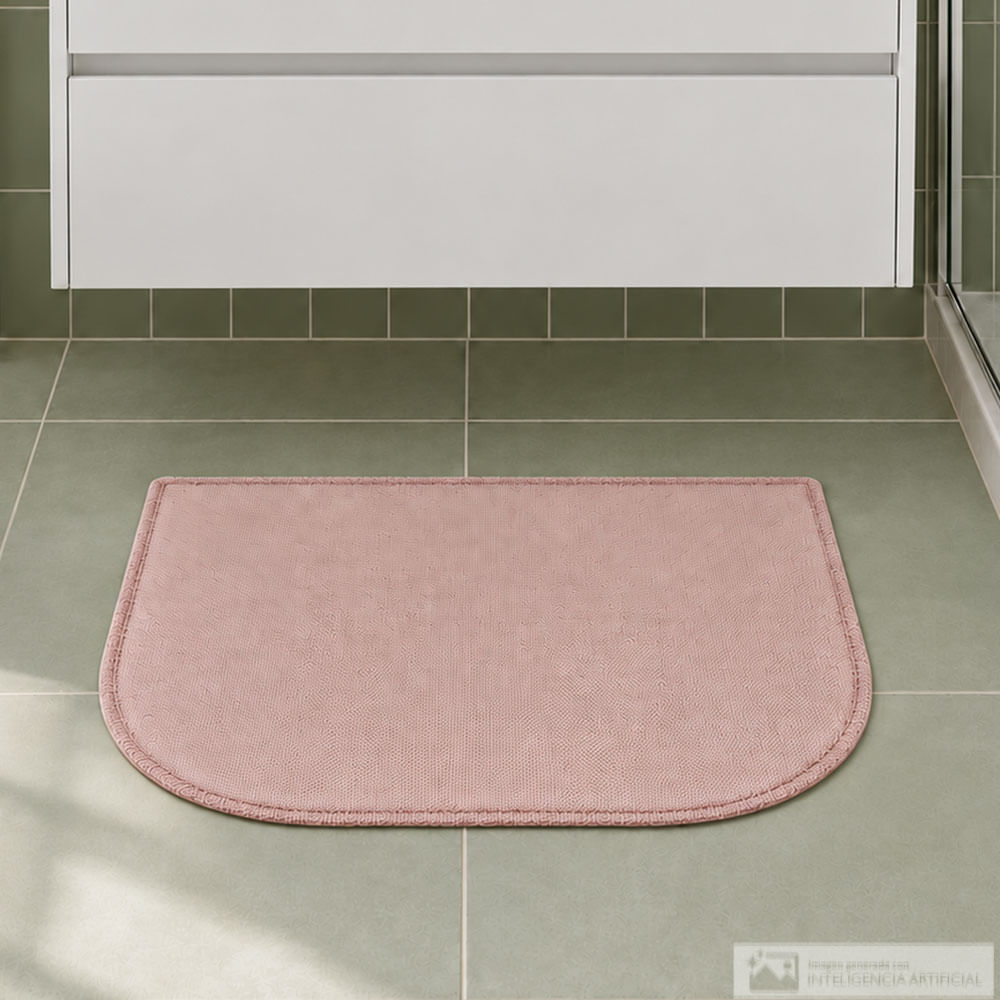 Alfombra de baño semicircular rosado