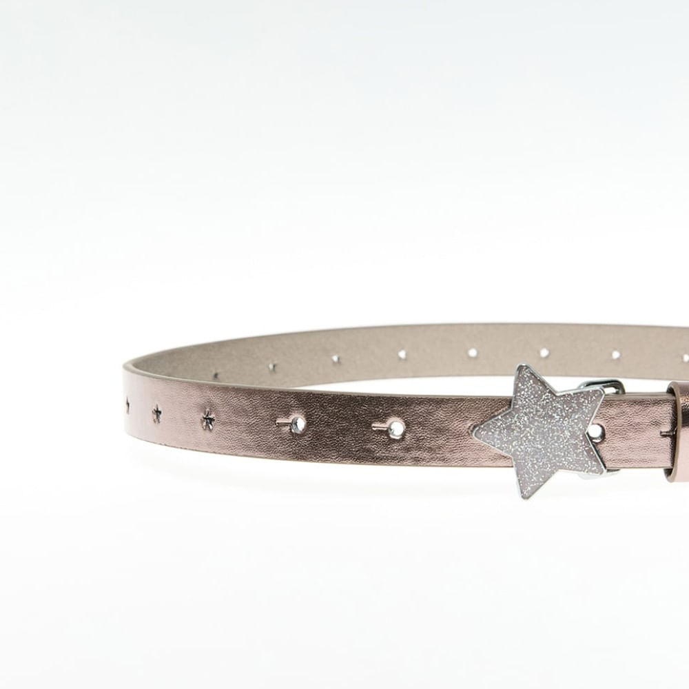 Cincho rosado metálico con hebilla de estrella para niña