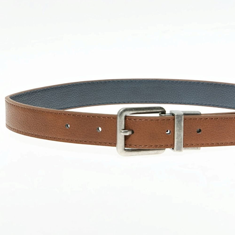 Cincho café reversible con hebilla metálica para niño