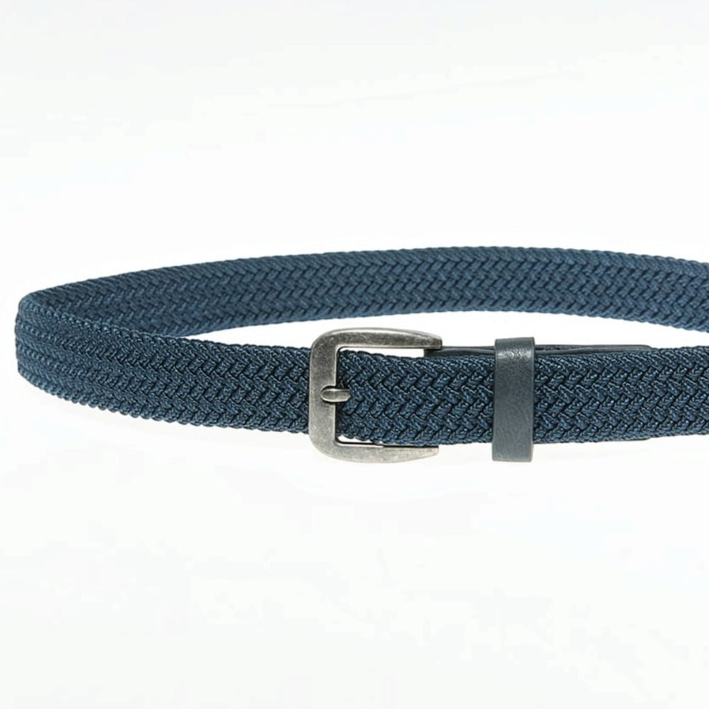 Cincho azul tejido con hebilla metálica para niño