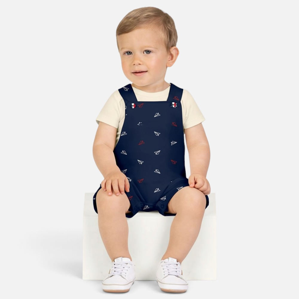 Conjunto de 2 piezas azul con estampado de veleros para bebé niño