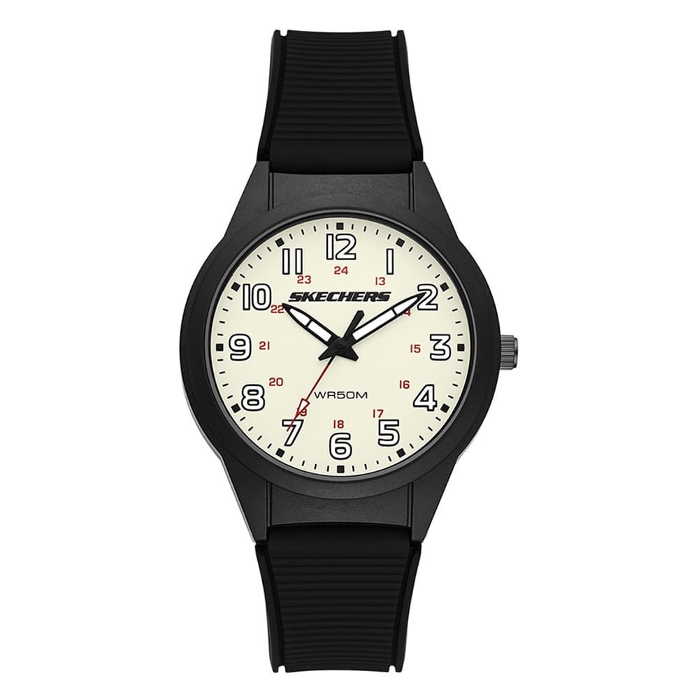 Reloj Skechers análogo correa de poliuretano negro con esfera blanca para hombre