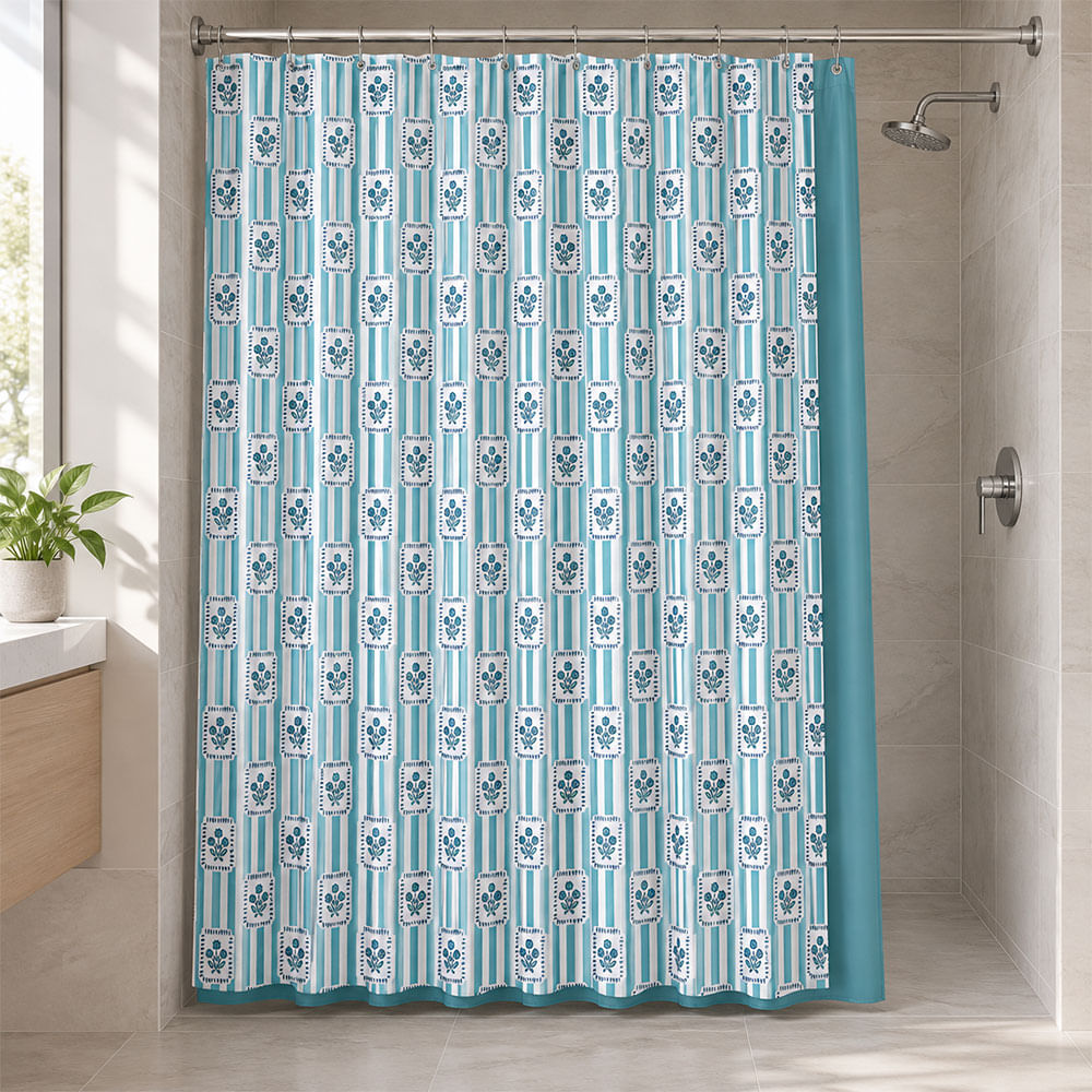 Cortina de baño Patty con forro, 14 piezas