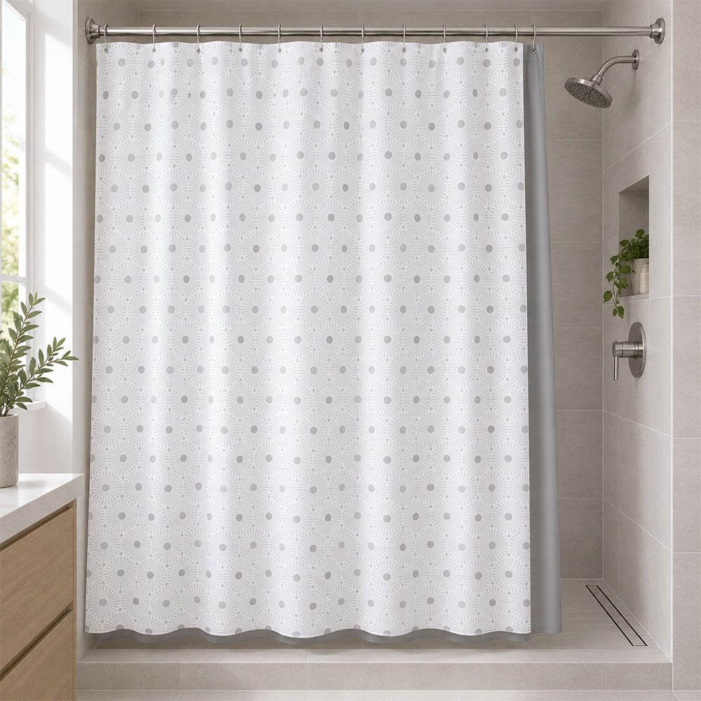 Cortina de baño Medallón de sol con forro, 14 piezas