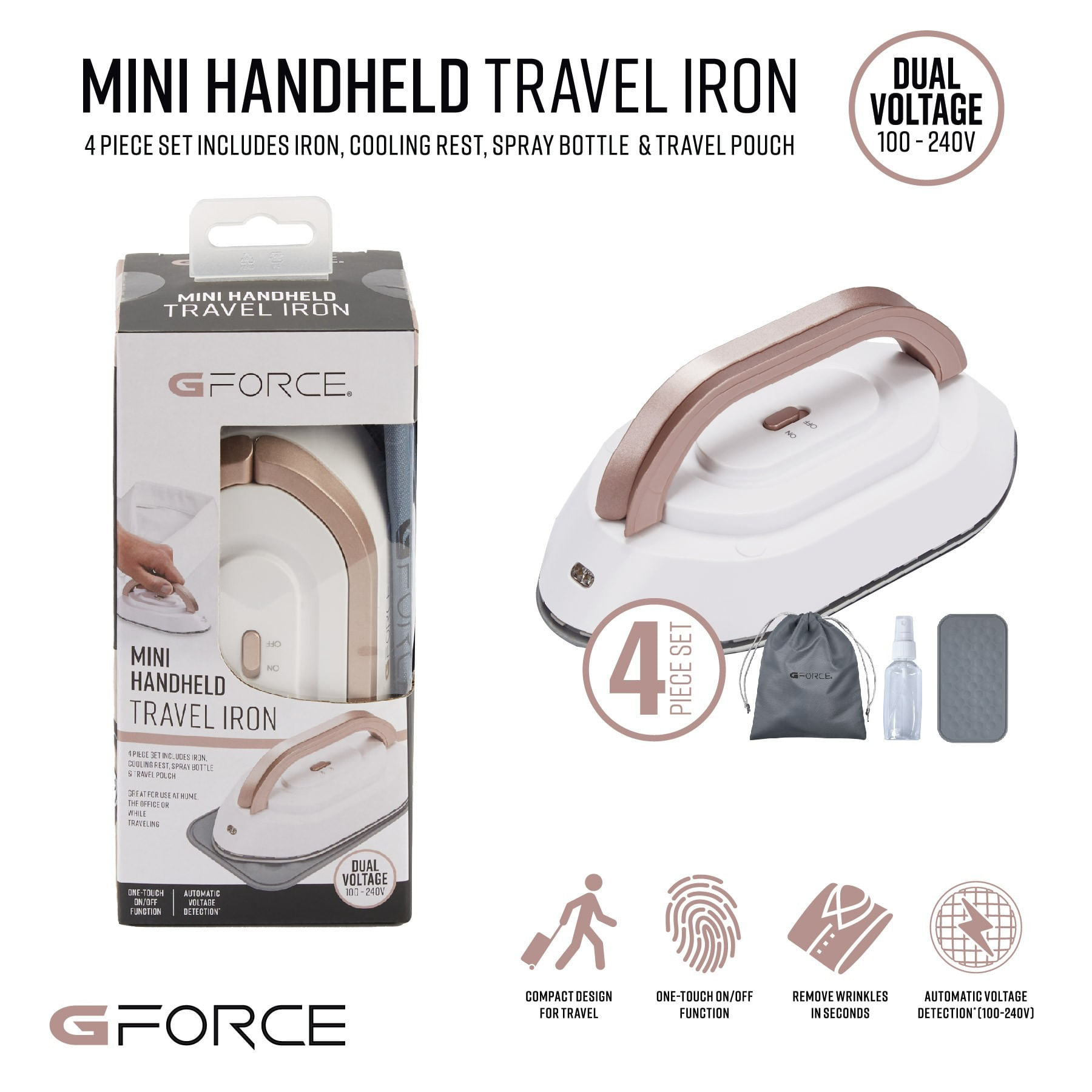 Mini Plancha de Viaje G-Force Kennedy de 4 Piezas