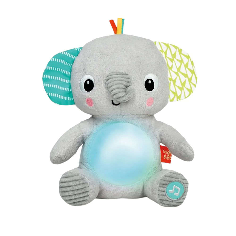 Peluche musical gris de elefante con luces para bebé niño