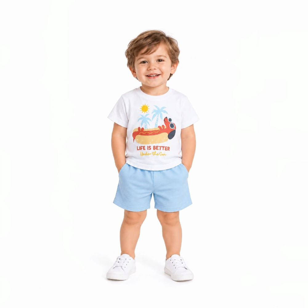 Conjunto de 2 piezas bicolor con estampado tropical para bebé niño