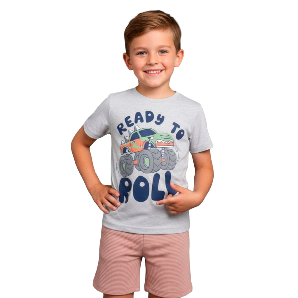 Conjunto de 2 piezas bicolor con estampado de camión para bebé niño