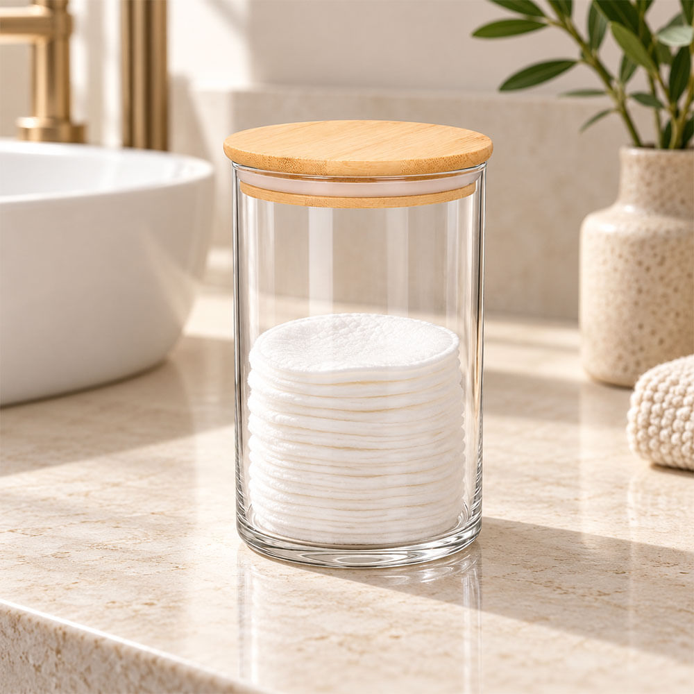 Frasco de vidrio con tapa de madera 1 l