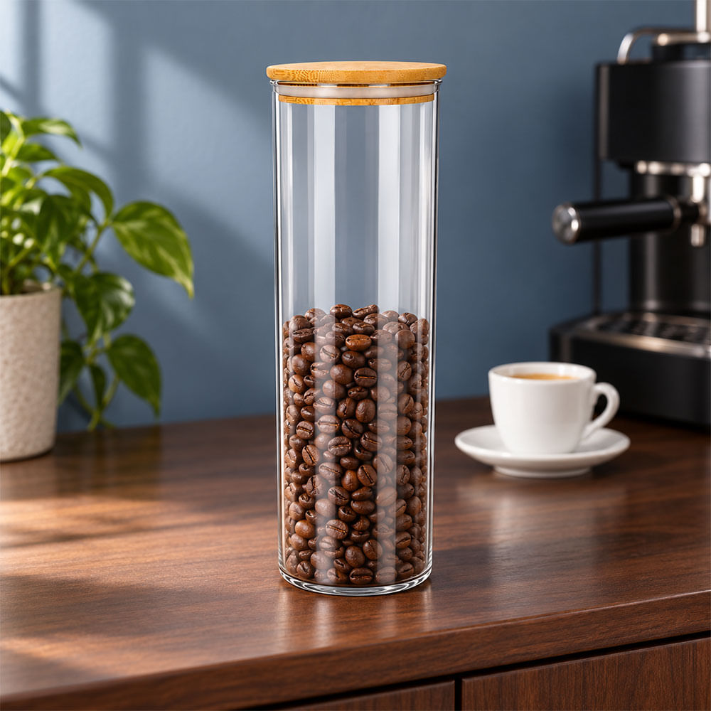 Frasco de vidrio con tapa de madera 2 l