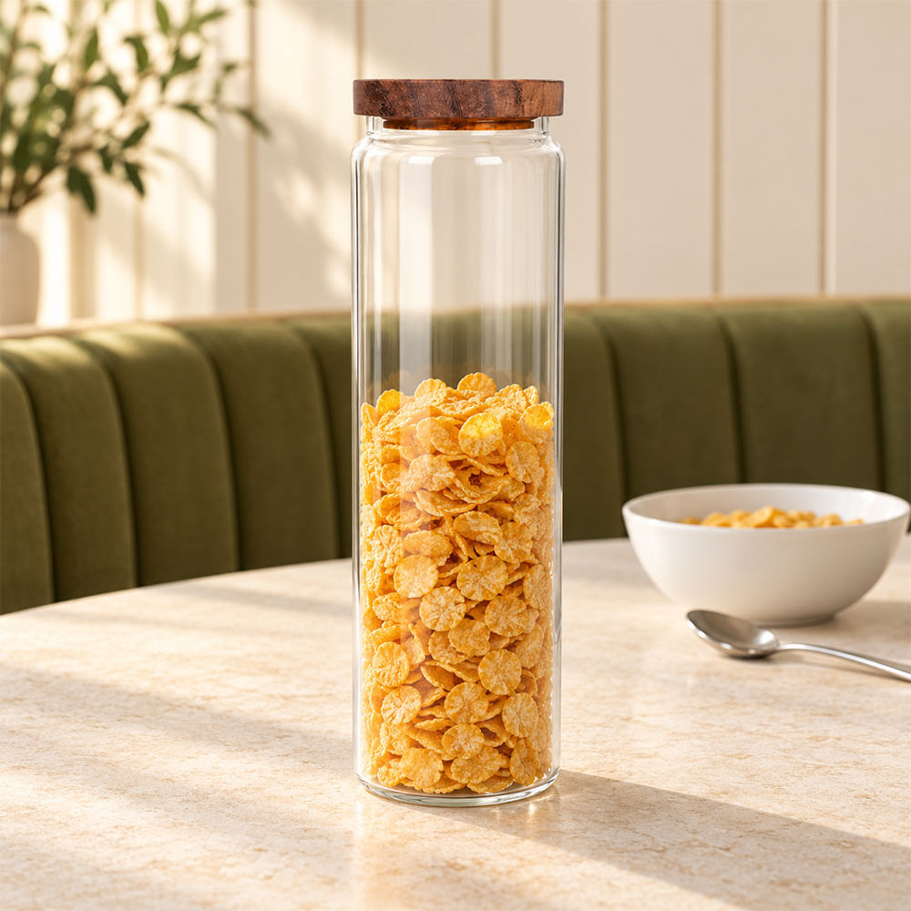 Frasco de vidrio con tapa de madera 2 l