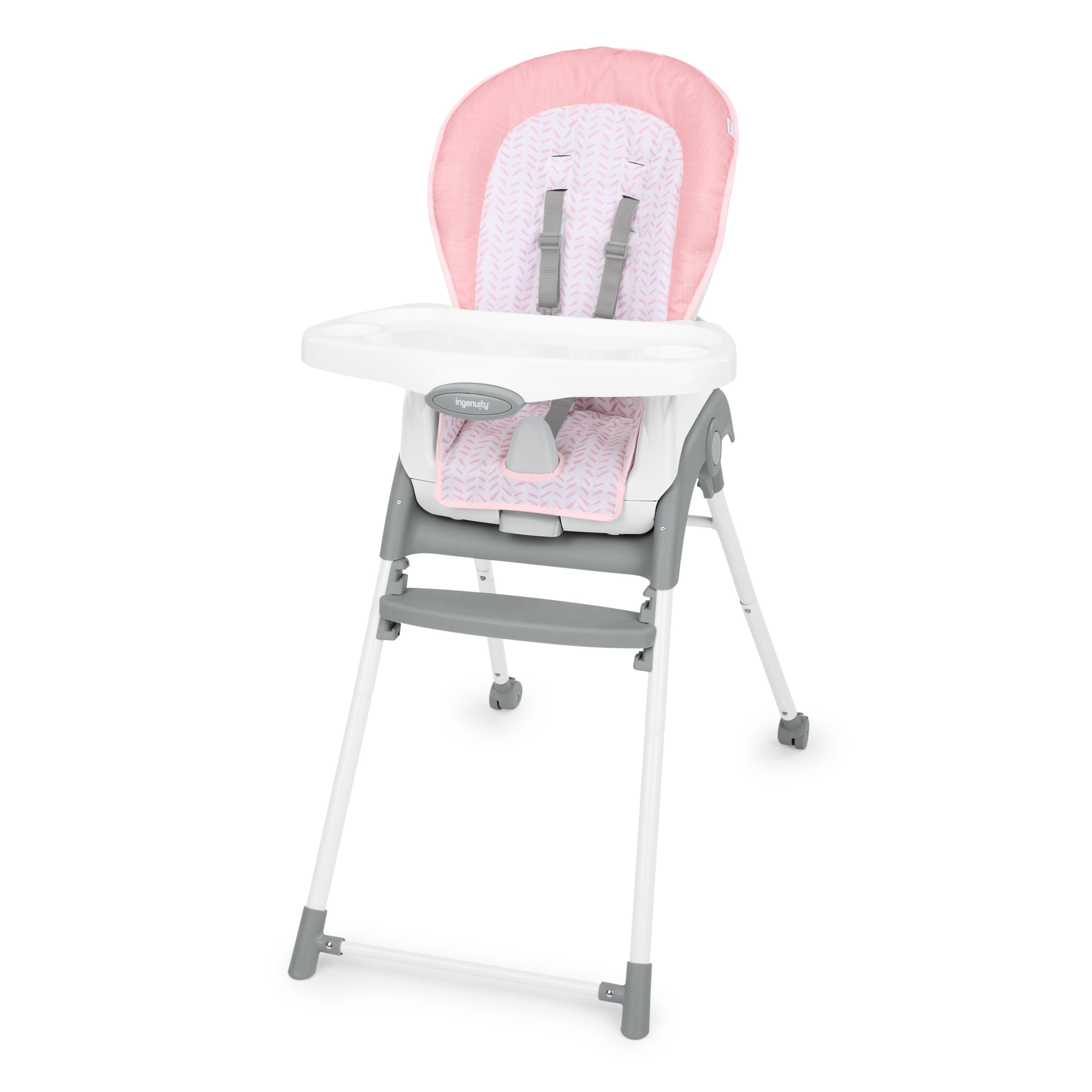 Silla de comer rosada plegable 6 en 1 Ingenuity para bebé niña