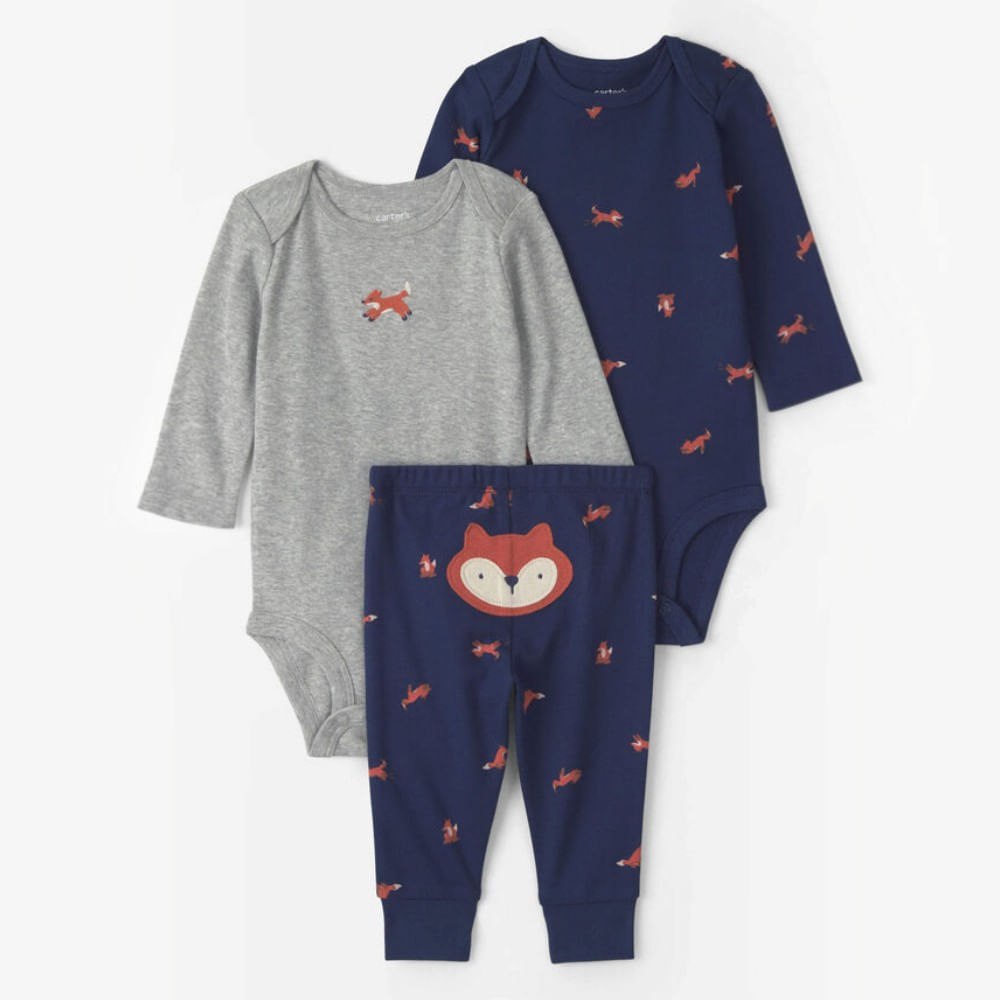 Conjunto de 3 piezas con estampado de zorro para bebé niño